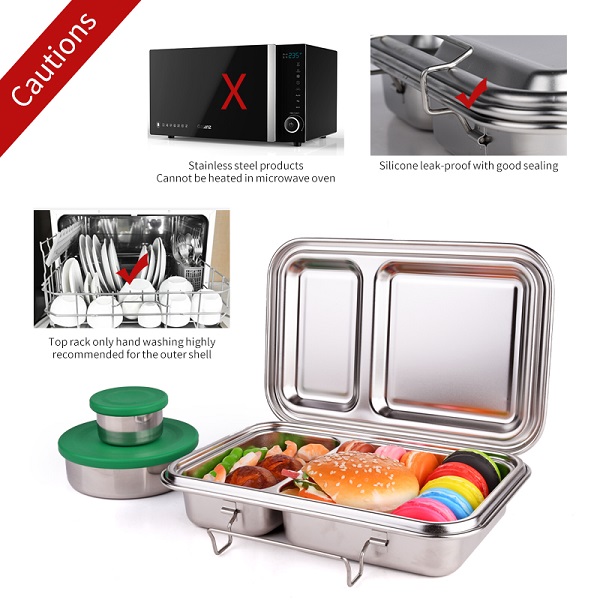 2 grids stainless steel lunch box