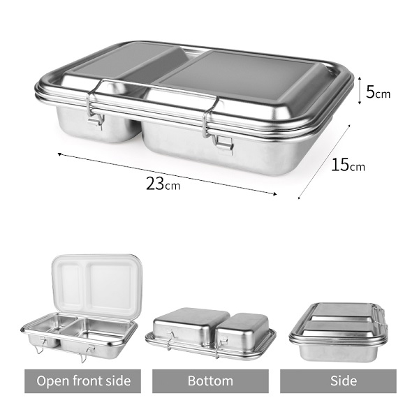 2 grids stainless steel lunch box