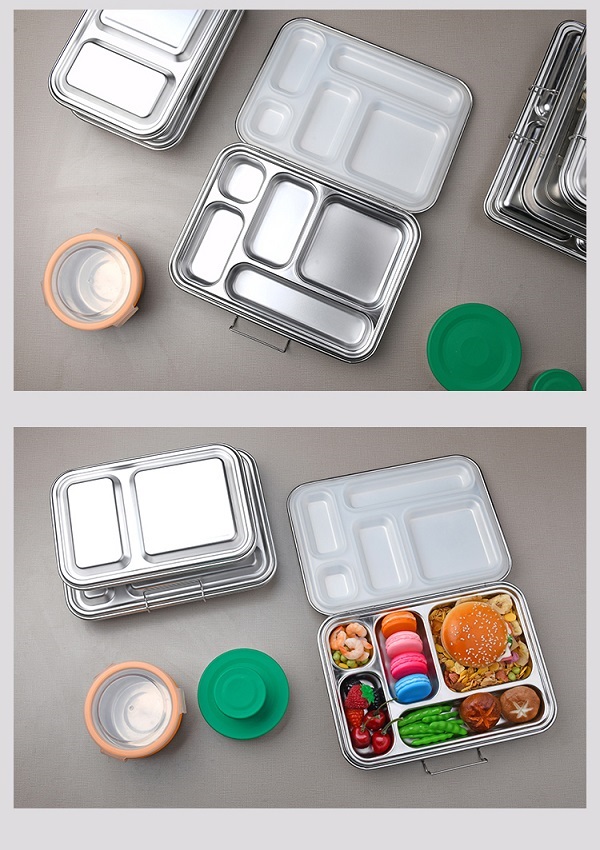 2 grids stainless steel lunch box